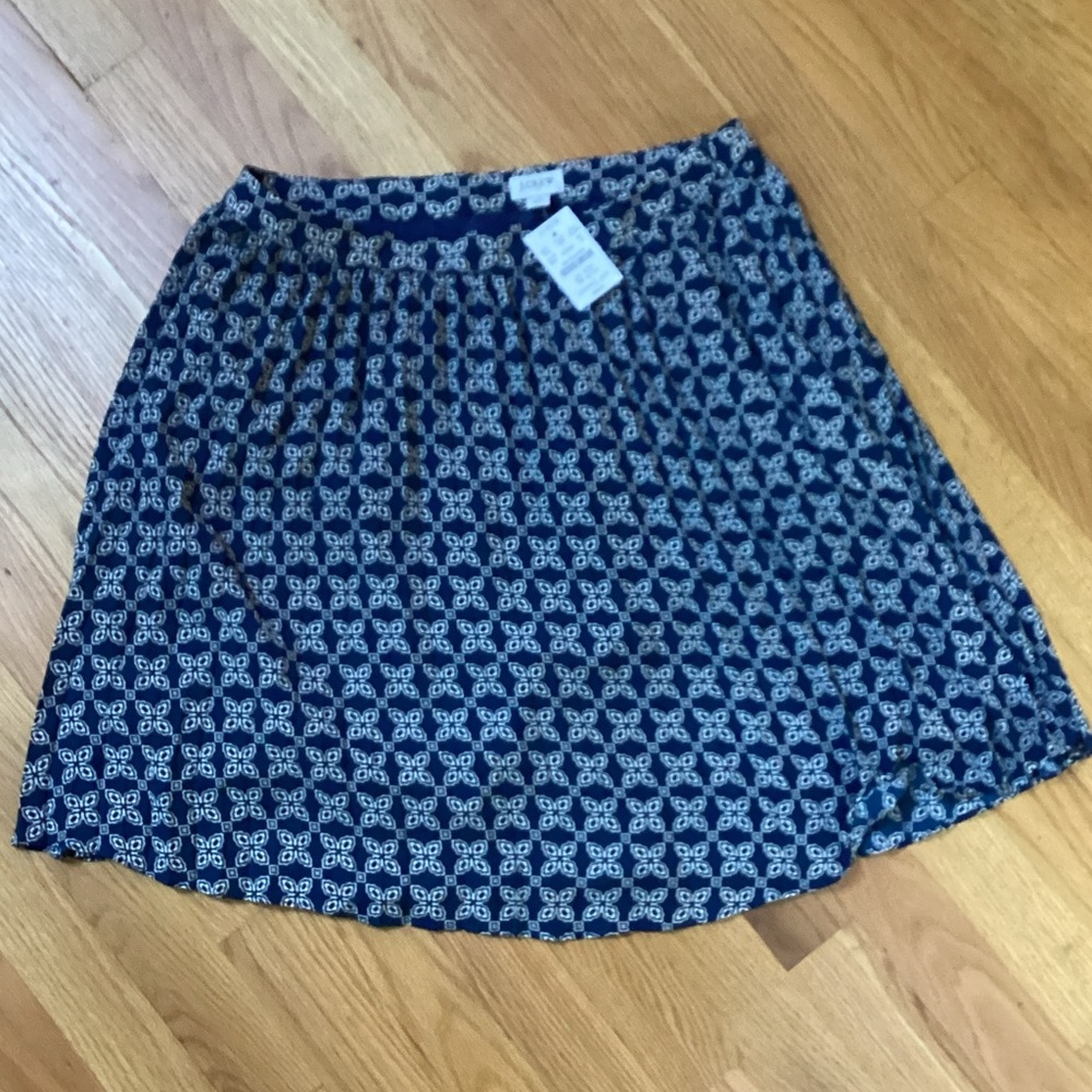 J. Crew Navy and Cream A-Line Skirt